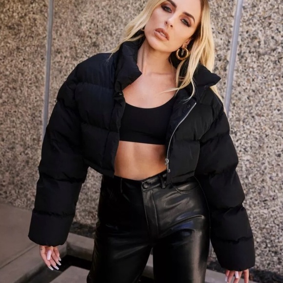 Nasty Gal Puffer Super Cropped Jacket - Picture 1 of 11
